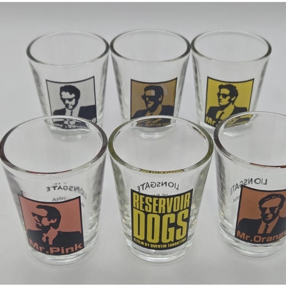 Reservoir Dogs Shot Glass Set 6pc Quentin Tarantino Lionsgate Movie Barware